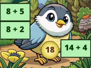 Addition Bird Image Uncover Puzzle Game